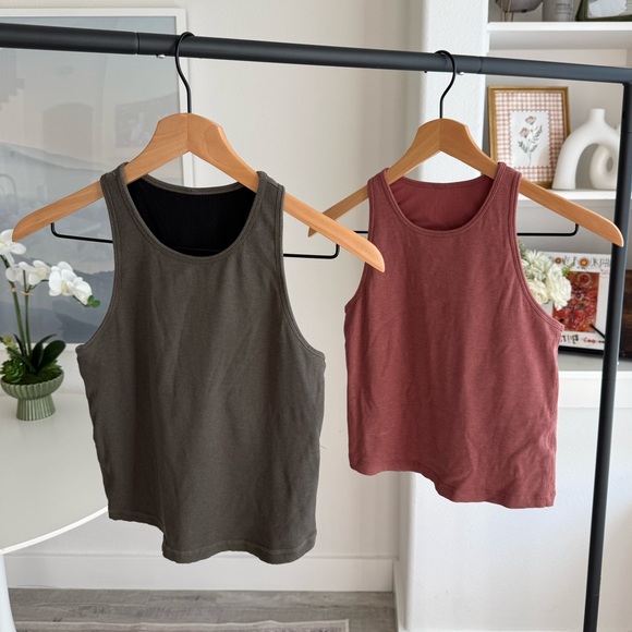 Vuori Tops - Vuori Plyo Tank Agate Green and Dusty Rose
